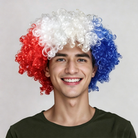 Perruque afro bouclée couleur drapeau, en soie basse température, densité 180%, accessoires amusants pour la célébration des supporters de la Coupe d'Europe de football