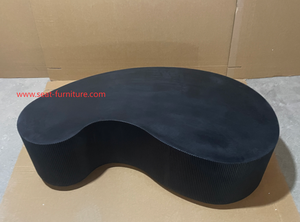 Tavolino <span class=keywords><strong>da</strong></span> Caffè in Cemento Micro-Armato <span class=keywords><strong>Stile</strong></span> Minimalista, Forma Irregolare a Reni, con Scanalature - Product Image 5