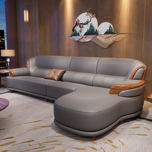 Set di Divani in Pelle di Lusso Moderni, Arredamento per <span class=keywords><strong>Soggiorno</strong></span>, Modulare, Nuovo, Angolare, Colore Personalizzabile, Alta Qualità - Product Image 2