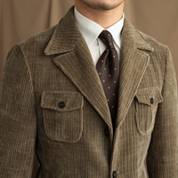 Veste de chasseur en polaire chaude et décontractée britannique rétro pour hommes, robe assortie à col montant, tissage respirant