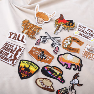 Großhandel Trendige Cowboy-Aufnäher zum Aufbügeln, Maßgefertigte Western-Trucker-Hut-Stickerei-Patches für Kleidung - Product Image 4