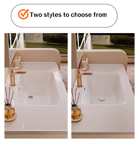 Light luxury French cream style integrated ceramic basin intelligent mirror LED light bathroom cabinet - Product Image 6