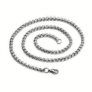 Silver High Polish Pearl <b>Chain</b> Necklace Men's Role square Box Pendants <b>Titanium</b> Steel Link <b>Chain</b> Contemporary Necklace Design - Product Image 1