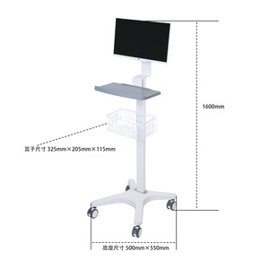 Chariot informatique mobile Great Cause, hauteur 1600 mm, avec écran et plateau pour clavier, pour usage hospitalier - Product Image 2