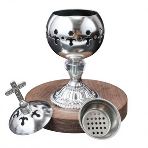 Brûleur d'encens artisanal en acier inoxydable avec couvercle en forme de croix et base perforée pour usage religieux, parfum d'intérieur, brûleur de Bakhoor - Product Image 6