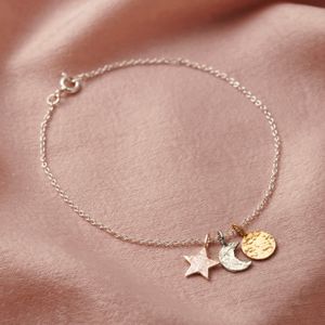 Loveher bijoux luxe rétro mode texturé <span class=keywords><strong>soleil</strong></span>, <span class=keywords><strong>lune</strong></span> <span class=keywords><strong>et</strong></span> étoiles Bracelet pour femme 925 argent laiton pour cadeau étanche - Product Image 6