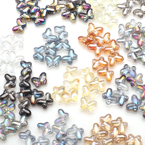 Zhubi 10x14mm mịn bướm hạt thủy tinh mạ màu sắc pha lê trong suốt bướm hạt đối với trang sức làm - Product Image 1