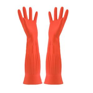 Gants en latex floqués épais, 38-45cm, imperméables, pour le nettoyage de la cuisine, usage domestique, couleur unie, gants longs - Product Image 1