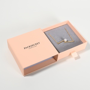 Custom Logo Printed Sliding Drawer <b>Gift</b> Box Pink Cardboard Jewelry Ring Sliding Out Packaging <b>Boxes</b> With <b>White</b> Foam Sponge - Product Image 4