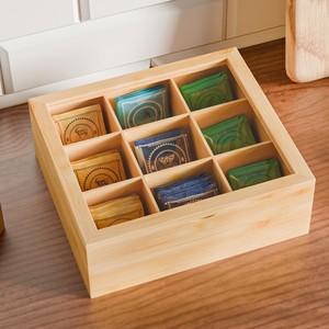 Wooden Tea <b>Storage</b> <b>Box</b> With Compartments Rectangular Drawer Organizer For <b>Kitchen</b> Cabinet Use - Product Image 1