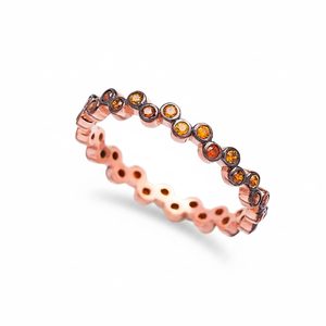 แหวนลูกปัดหินสีส้ม Pave band Citrine CZ ทำด้วยมือขายส่ง925เงินสเตอร์ลิงเครื่องประดับผู้หญิง - Product Image 2