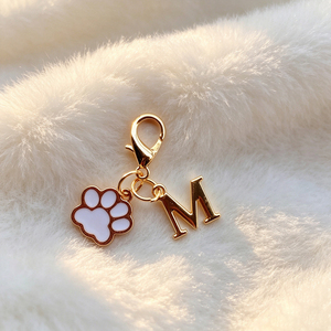 Trendy Enamel Paw Print Initial Letter <b>Keychain</b> Swivel Lobster Clasp <b>Custom</b> Alphabet Bag Charm Accessories For Girls - Product Image 1