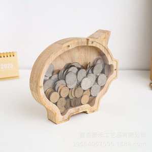 Hucha transparente con temática animal, hucha ideal para Instagram, regalo de cumpleaños, adorno para niños y niñas, hucha de madera. - Product Image 4