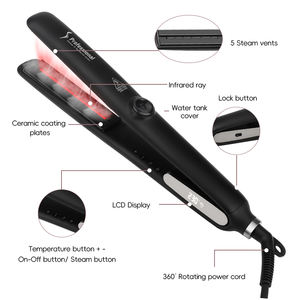 Plancha de vapor profesional de fábrica KangRoad, plancha de pelo de salón, plancha alisadora infrarroja de vapor de turmalina de cerámica - Product Image 6