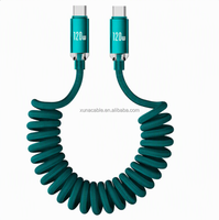 Kabel Spiral untuk Mobil Gaming 120W Pengisian Daya Super Cepat USB Tipe C Kabel Nilon Terjalin untuk Ponsel Tablet Perjalanan Kantor