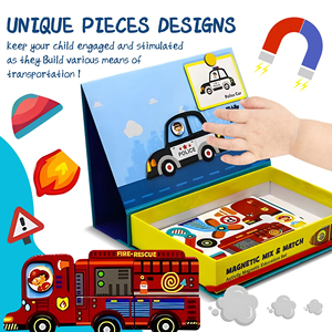 Caja de Actividades Magnética de 71 Piezas para Vehículos, Juguete Educativo de Viaje para Niños <span class=keywords><strong>y</strong></span> Niñas de 3 Años en Adelante - Product Image 2