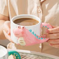 Vente en gros 380ml Cartoon Crocodile Tasse en céramique-Tasse de voyage design animal de grande capacité pour les fêtes et la maison