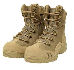 Botas Tácticas de Combate TSB11 de Verano, Transpirables, con Malla de Drenaje, Color Marrón, para Desierto y Selva, de Cuero Genuino Negro - Product Image 1