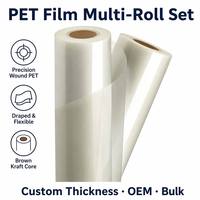 Rouleaux de film PET superposés drapés, transparents, haute clarté, enroulement de précision, âme en kraft, flexibles, pour emballage de plastification, personnalisés OEM