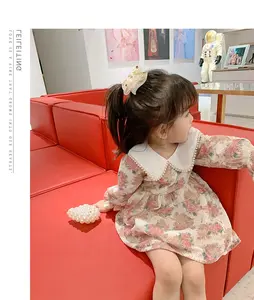 कोरियाई 2020 राजकुमारी बच्चों पुष्प राजकुमारी ड्रेस बच्चों फीता पोशाक पैटर्न कपड़े नवीनतम शरद ऋतु कपड़े