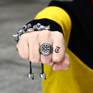 SS8-657R Stahl-Soldat Nordischer Wikinger Amulett-Kompass für Herren <span class=keywords><strong>Ring</strong></span> Edelstahl-Schmuck Geschenk - Product Image 5