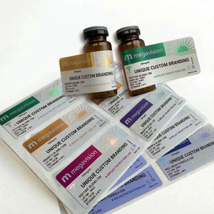 Etiqueta Adhesiva de Vinilo Holográfica Impermeable de Alta Calidad de 5 ml y 10 ml, Personalizada OEM ODM, para Envases de Frascos Pequeños de Vidrio - Product Image 4
