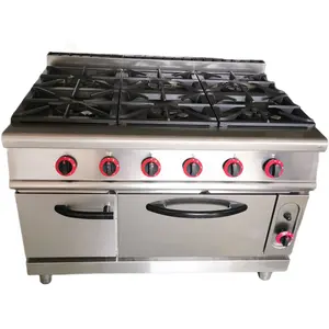 Commercial Outdoor Stainless Steel Restaurant Gas Cooking Ranges With 6-Burner Cabinet