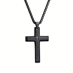 Collier en acier inoxydable personnalisé avec pendentif croix gravé <span class=keywords><strong>Prière</strong></span> <span class=keywords><strong>du</strong></span> Seigneur, bijou tendance chrétien le plus vendu - Product Image 5