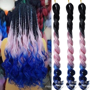 Ombre sâu xoăn bện tóc-tổng hợp lỏng sóng Crochet phần mở rộng 24inch pháp lọn tóc Pony phong cách lượn sóng Crochet bện - Product Image 2