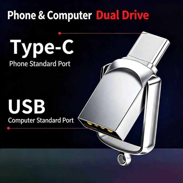 OTG TYPE-C Real Capacity Key USB Flash Drives 32GB 64GB 128GB Pen Drive Metal USB Memory Stick 16gb 8gb Laser logo Flash Disk