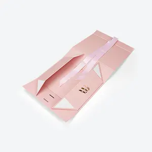 Personalizzato rettangolare pieghevole panno mailer magnetiques papier embalagem confezione regalo creativo rosa souvenir fantasia scatola di carta segreta