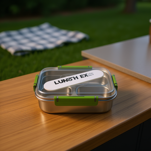 Contenitore per Pranzo in Acciaio Inox con 3 Scomparti, Coperchio Ermetico, Stile Moderno, Taglia M, Materiale per Alimenti - Product Image 2