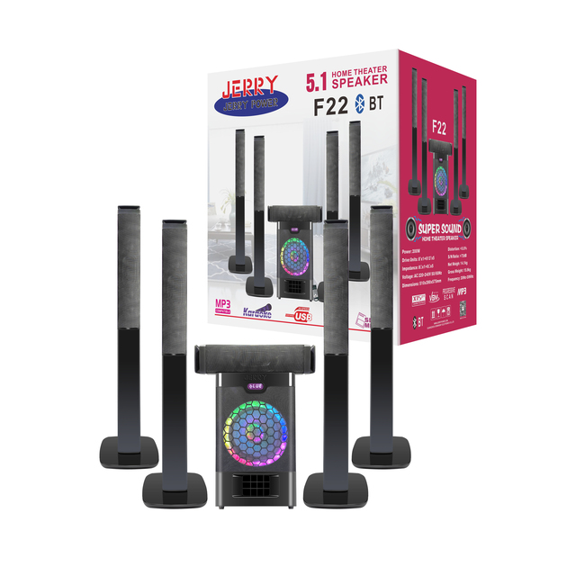 For JR-5505 High End 5.1 Channel 4-Tower Speaker Home Theatre Sound System with Wood & Plastic Construction