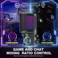 Micrófono USB FIFINE AM6 para Juegos y Streaming, Cableado Tipo C, para Grabación en Computadora, Uso Doméstico, con Efectos de Iluminación RGB