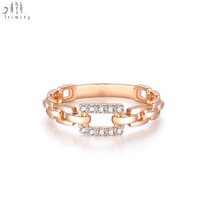 Nouveautés : Bague chaîne classique, design populaire en gros, simple, en or massif 18 carats avec diamants naturels, pour la Saint-Valentin - Product Image 5
