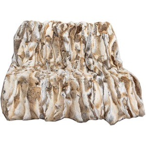 Jeté de Lit Luxueux en Vraie Fourrure de Lapin Naturelle Tapis en Fourrure Couverture Douce en Vraie Fourrure Naturelle pour Canapé et Salon - Product Image 1