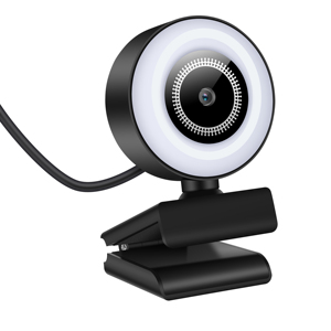Mini <span class=keywords><strong>webcam</strong></span> à clipser avec anneau lumineux, caméra USB rechargeable Full HD 1080P pour les appels vidéo, les cours en ligne et le streaming en direct - Product Image 1