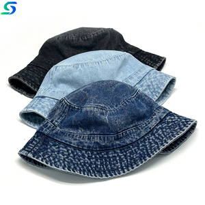 Casquette de pêcheur en denim vintage lavé 100% coton avec logo personnalisé brodé pour l'été, <span class=keywords><strong>la</strong></span> plage, <span class=keywords><strong>le</strong></span> golf et <span class=keywords><strong>la</strong></span> pêche - Product Image 1
