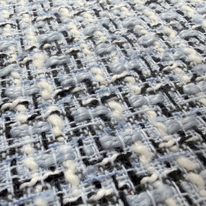 Tela de Tweed Bouclé de Lujo, 100% Poliéster, Tejido con Hilo <span class=keywords><strong>Azul</strong></span> Teñido, 370GSM, para Abrigos, Vestidos y Chaquetas - Product Image 2