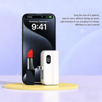 Mini Power Bank 5000 mAh avec affichage numérique, support de téléphone 3-en-1, double tête et câble intégré, format capsule