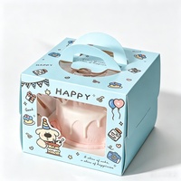 Boîte à gâteau d'anniversaire avec fenêtre transparente en PET, poignée portable, emballage pour desserts, impression de logo personnalisé, emballage cadeau pour les fêtes, boîte à pâtisserie