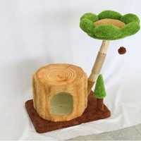 Arbre à chat d'intérieur classique de 36,5 pouces, multi-niveaux, design cactus, avec perchoir en peluche, sisal et bois, et niche privée pour chatons de petite taille