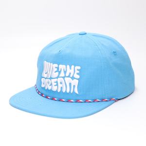 Casquettes Snapback en nylon à visière plate avec logo brodé 3D personnalisé à 5 panneaux, bleu, en ripstop - Product Image 5