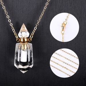 Großhandel Natur kristall Sechseckige Doppels pitze Anhänger Mode Kristall Parfüm Flasche Halskette - Product Image 5