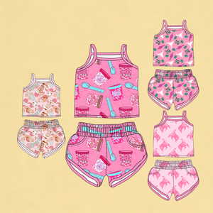 Summer <strong>Girl</strong> Children Clothing Sets Western Style <strong>Cow</strong> Pattern Sleeveless Top Shorts Set Kids <strong>Girls</strong> <strong>Outfits</strong> - Product Image 1