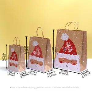 Venta al por mayor precio de fábrica embalaje compras regalo de Navidad personalizado impreso bolsa de papel Kraft