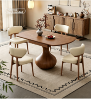 Table à manger extensible en noyer noir de style vintage minimaliste pour plusieurs personnes, adaptée aux maisons, hôtels et restaurants