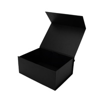 Livraison rapide, boîte cadeau de luxe en carton pliable, noir mat, recyclable, avec fermeture à embossage, pour vêtements