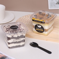 Boîte carrée transparente jetable en PET pour mousse, gâteau aux fruits, tiramisu, dessert, crème glacée et gelée - Vente en gros