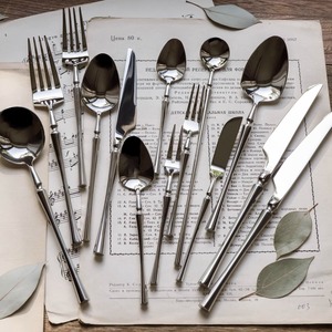 Ensemble <span class=keywords><strong>de</strong></span> couverts <span class=keywords><strong>de</strong></span> luxe en acier inoxydable 304 or tour Canton manche rond couverts lourds couverts <span class=keywords><strong>de</strong></span> mariage dîner couteau cuillère fourchette ensemble - Product Image 5